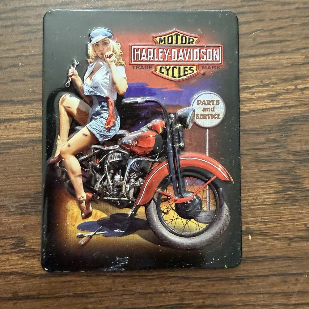 Harley Davidson Motorcycles Pin Up Girl Parts Service Magnet Garage Decor